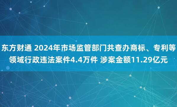 东方财通 2024年市场监管部门共查办商标、专利等领域行政违法案件4.4万件 涉案金额11.29亿元